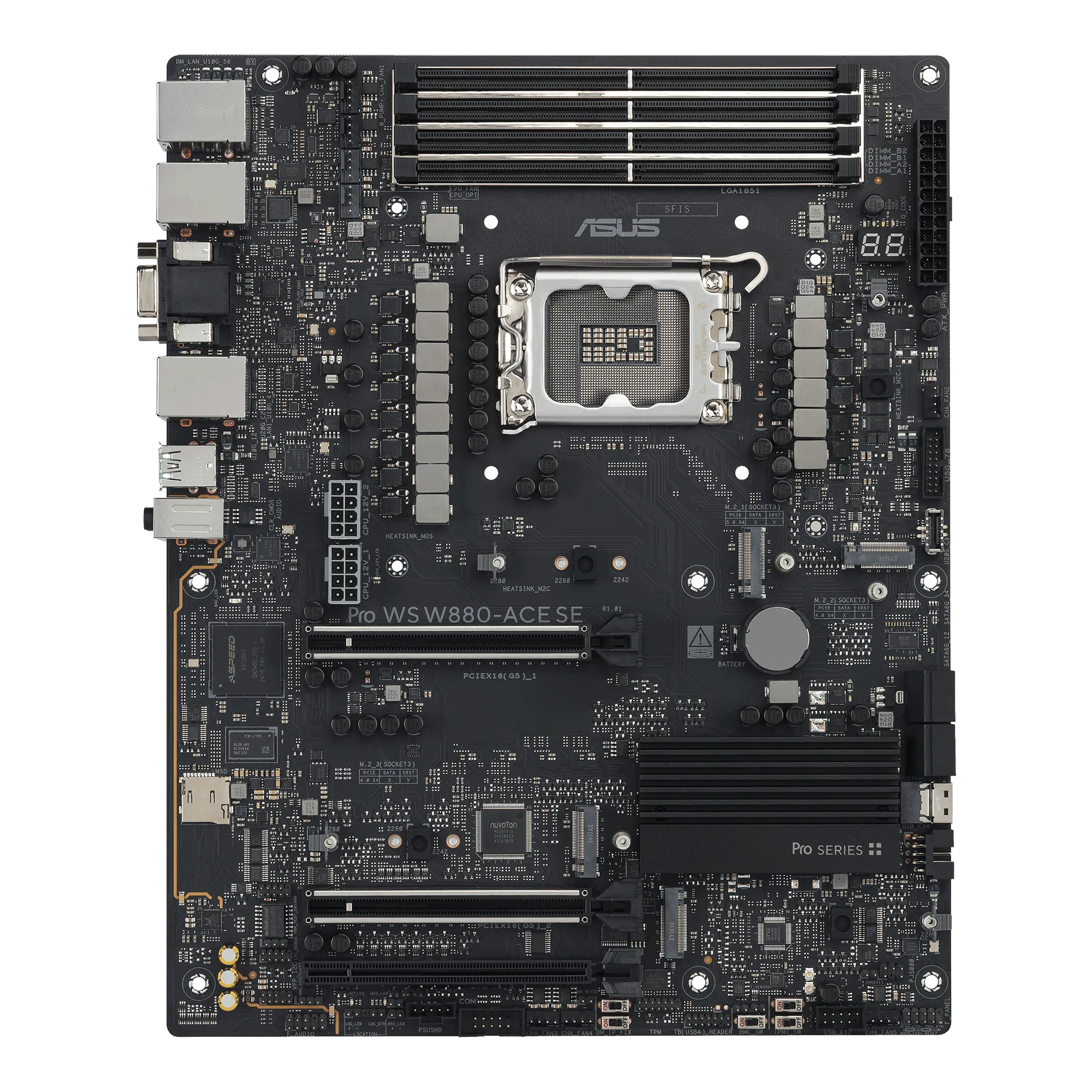 Image 11 for ASUS Motherboard/ATX/LGA1851/4xDIMM/Max.256GB/DDR5/Non-ECC/2xPCIe5x16(x16 or x8)/1xPCIe4x16(x4)/4xM.2/8xSATA/1xHDMI/1xType-C/1xV