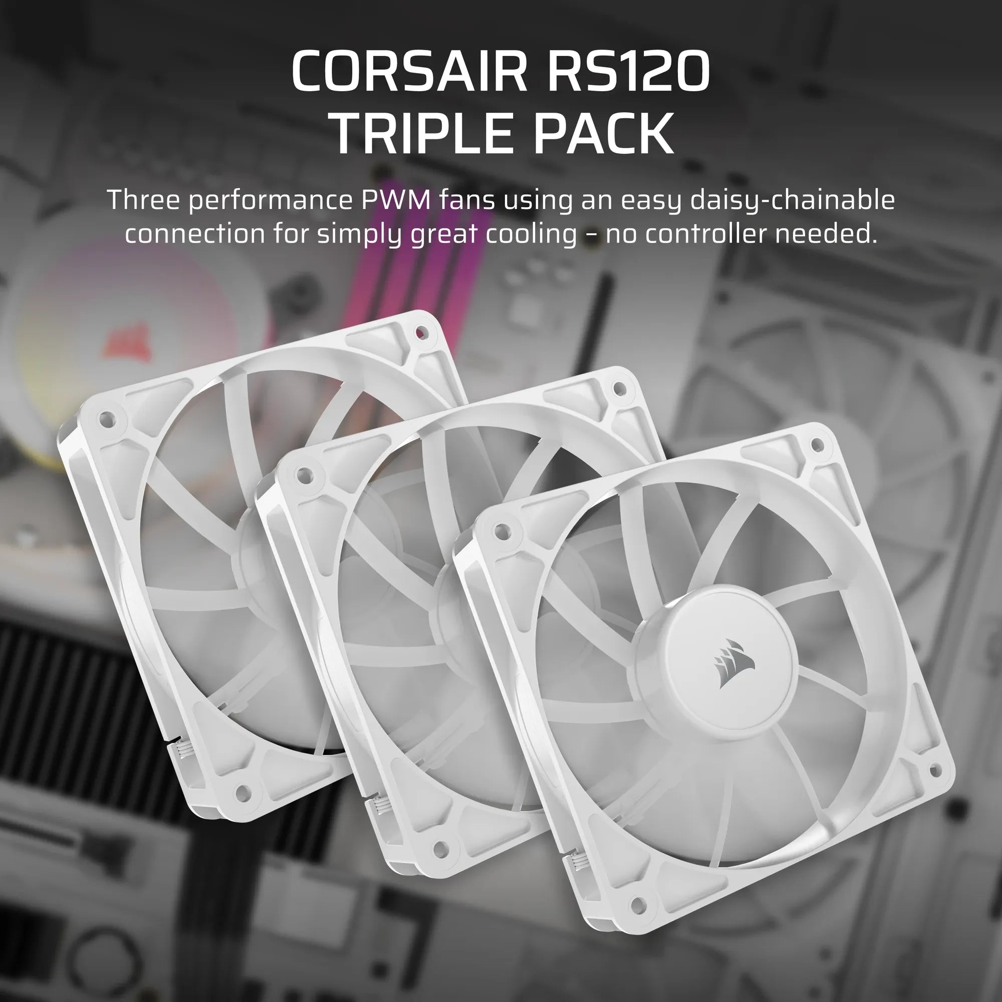 Image 8 for Corsair RS120 120mm PWM Fans Triple Pack – White