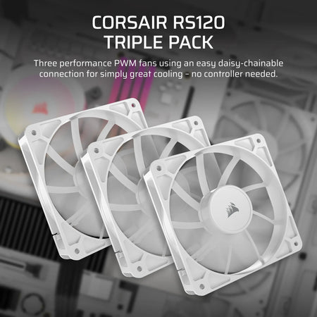 Image 8 for Corsair RS120 120mm PWM Fans Triple Pack – White