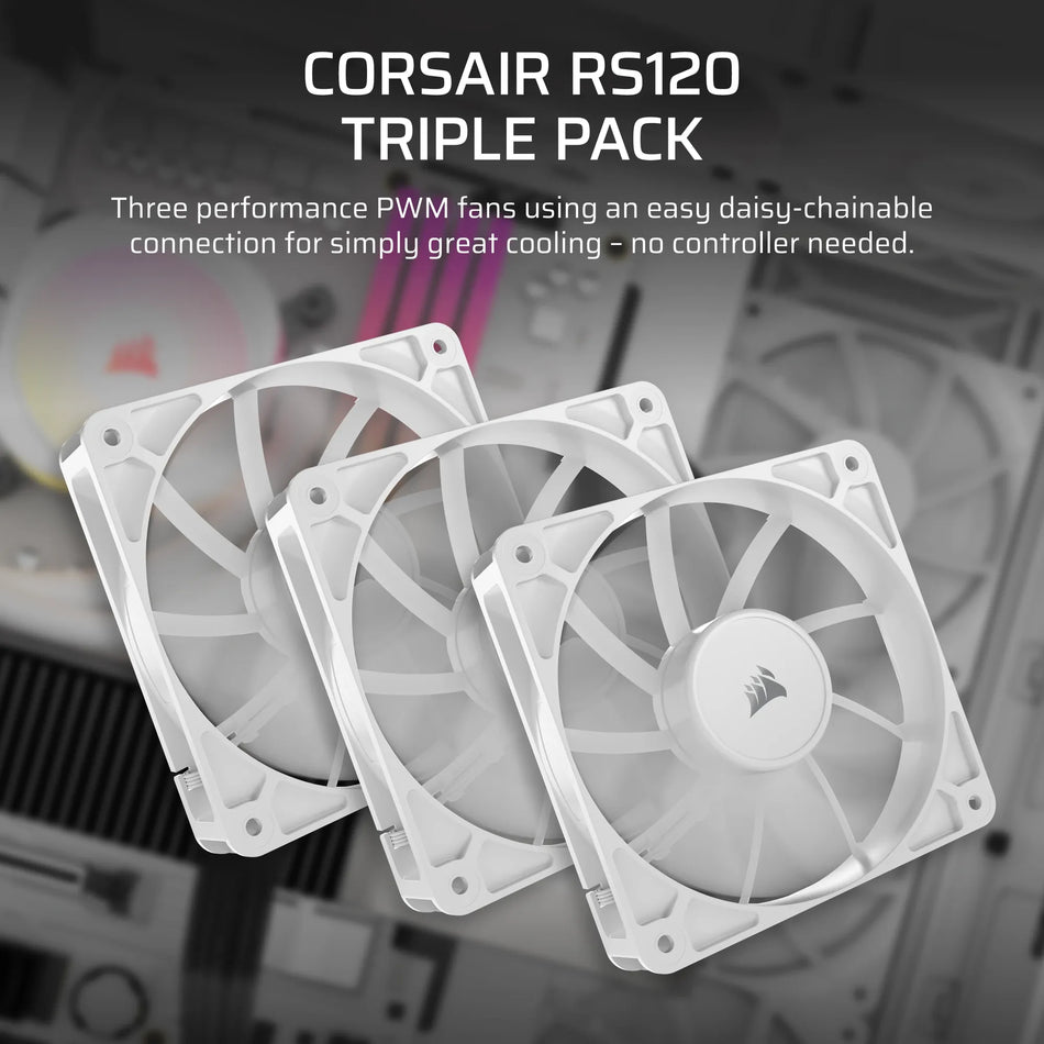 Image 8 for Corsair RS120 120mm PWM Fans Triple Pack – White