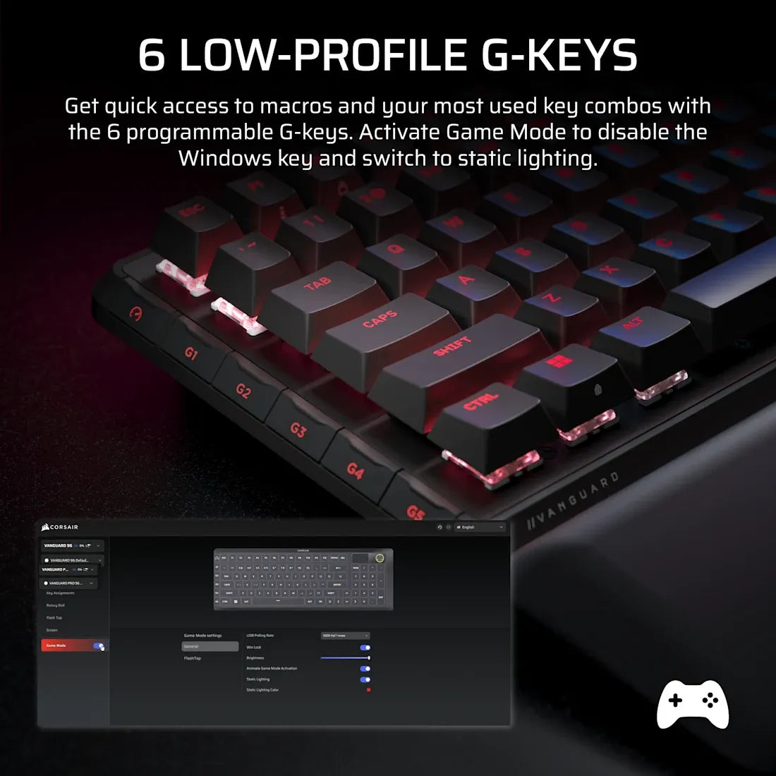 Image 12 for Corsair VANGUARD PRO 96% Hall Effect Gaming Keyboard - MGX Hyperdrive magnetic switches - Black. 