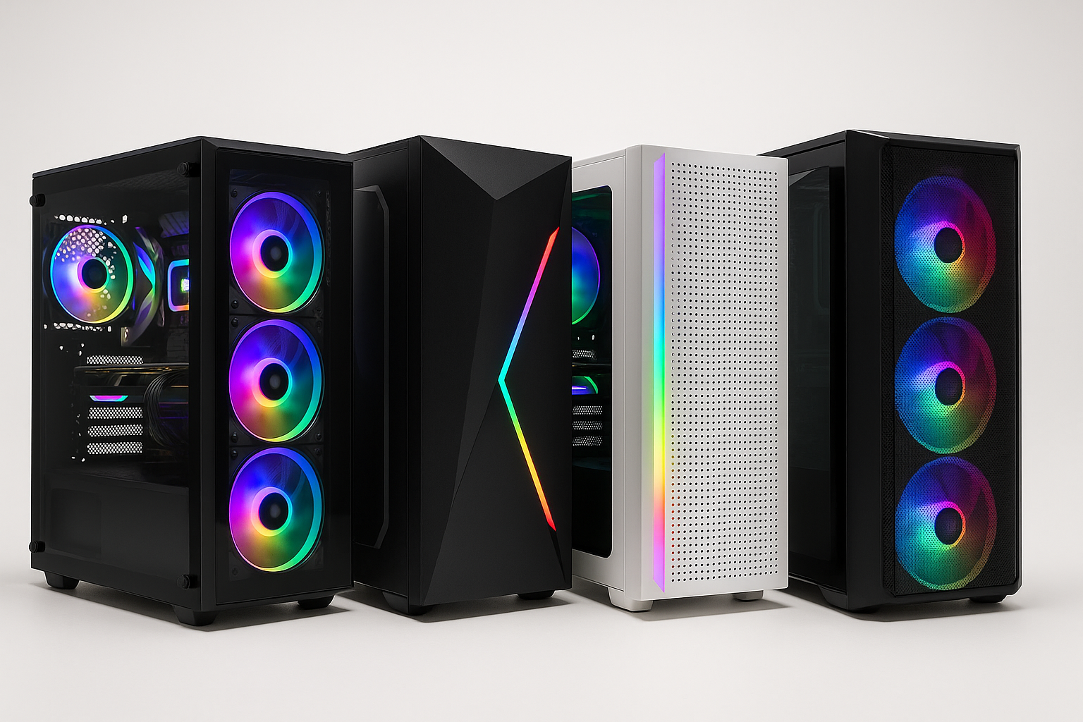 gaming computer cases clearly visible