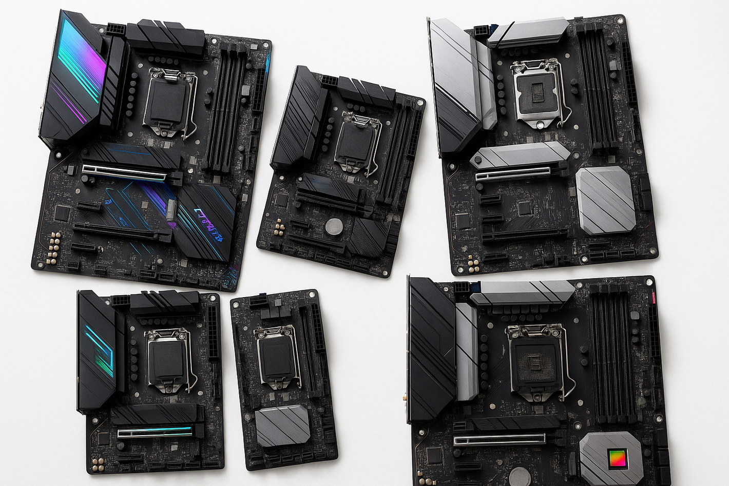 gaming motherboards clearly visible and not too dark