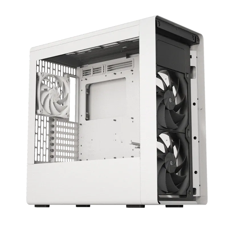 Image 1 for HAVN BF 360 Flow White EATX Mid-Tower PC Case - Adjustable GPU Bracket, Dual 180mm Fans Included