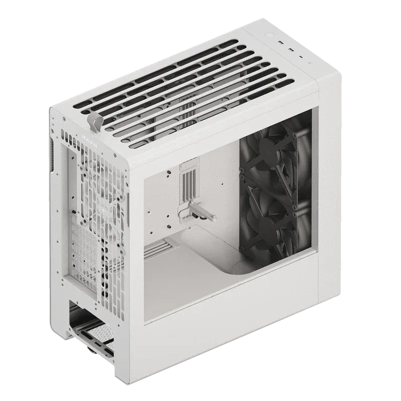 Image 3 for HAVN BF 360 Flow White EATX Mid-Tower PC Case - Adjustable GPU Bracket, Dual 180mm Fans Included