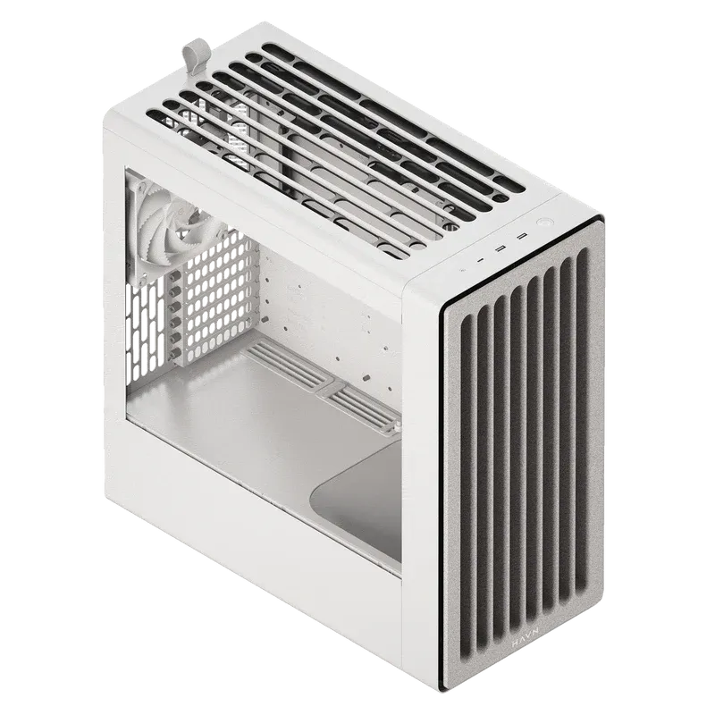 Image 6 for HAVN BF 360 Flow White EATX Mid-Tower PC Case - Adjustable GPU Bracket, Dual 180mm Fans Included