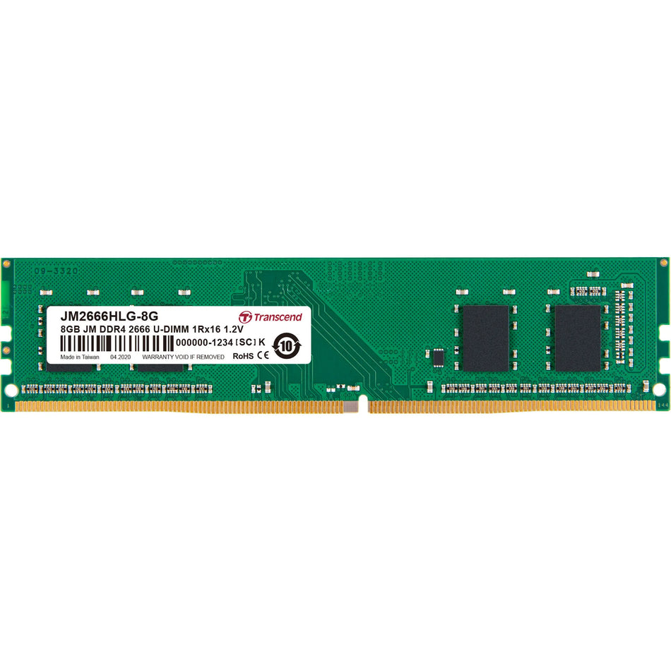 Image 2 for TRANSCEND 8GB DDR4 2666MHz DESKTOP U-DIMM 1RX16 1GX16 CL19 1.2V