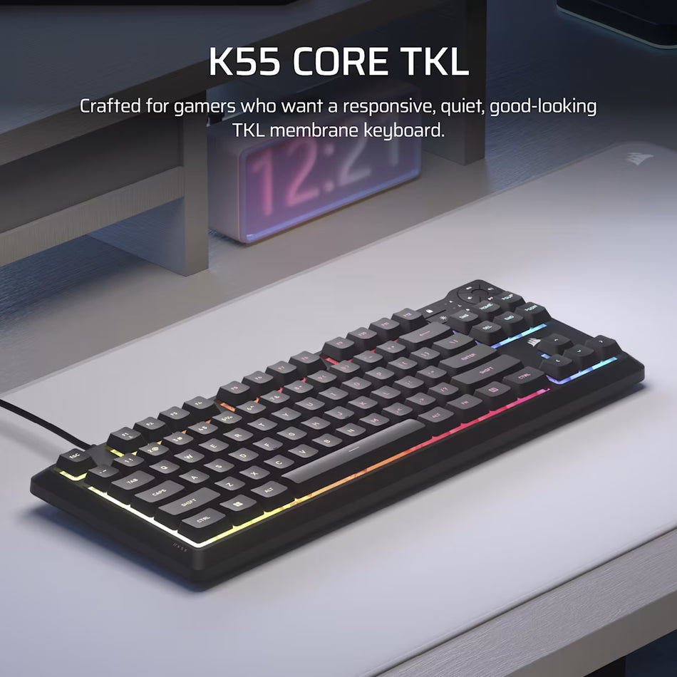 Image 2 for Corsair K55 CORE TKL RGB Wired Gaming Membrane Keyboard - Black