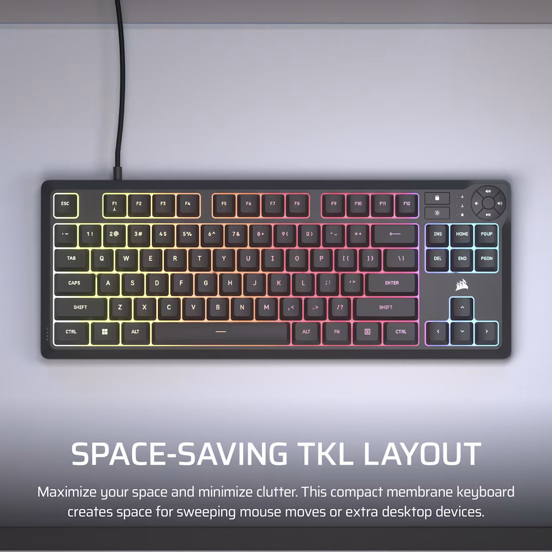 Image 3 for Corsair K55 CORE TKL RGB Wired Gaming Membrane Keyboard - Black