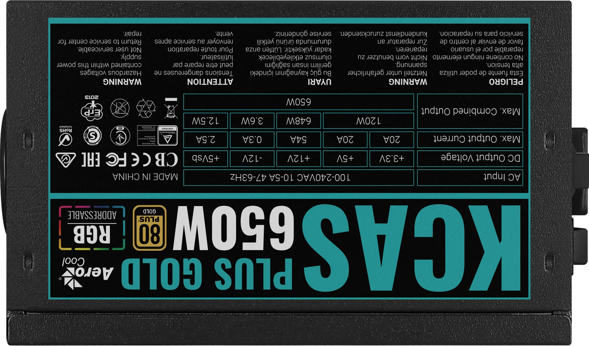 Image 5 for Aerocool KCAS PLUS Gold 650W RGB Power Supply