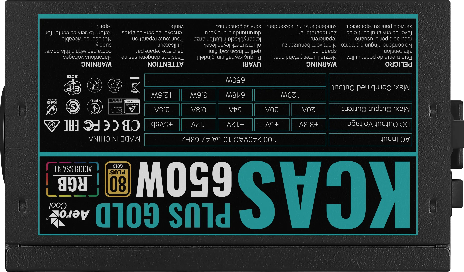 Image 5 for Aerocool KCAS PLUS Gold 650W RGB Power Supply