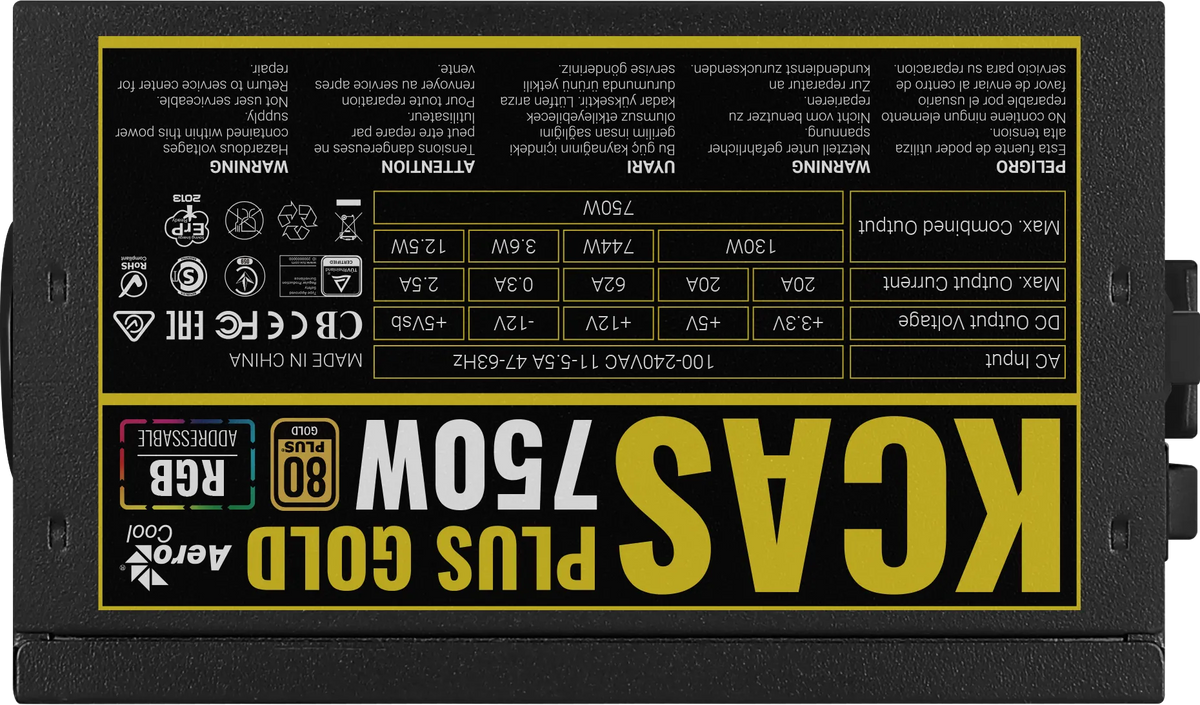 Image 5 for Aerocool KCAS PLUS 750W Gold RGB PSU