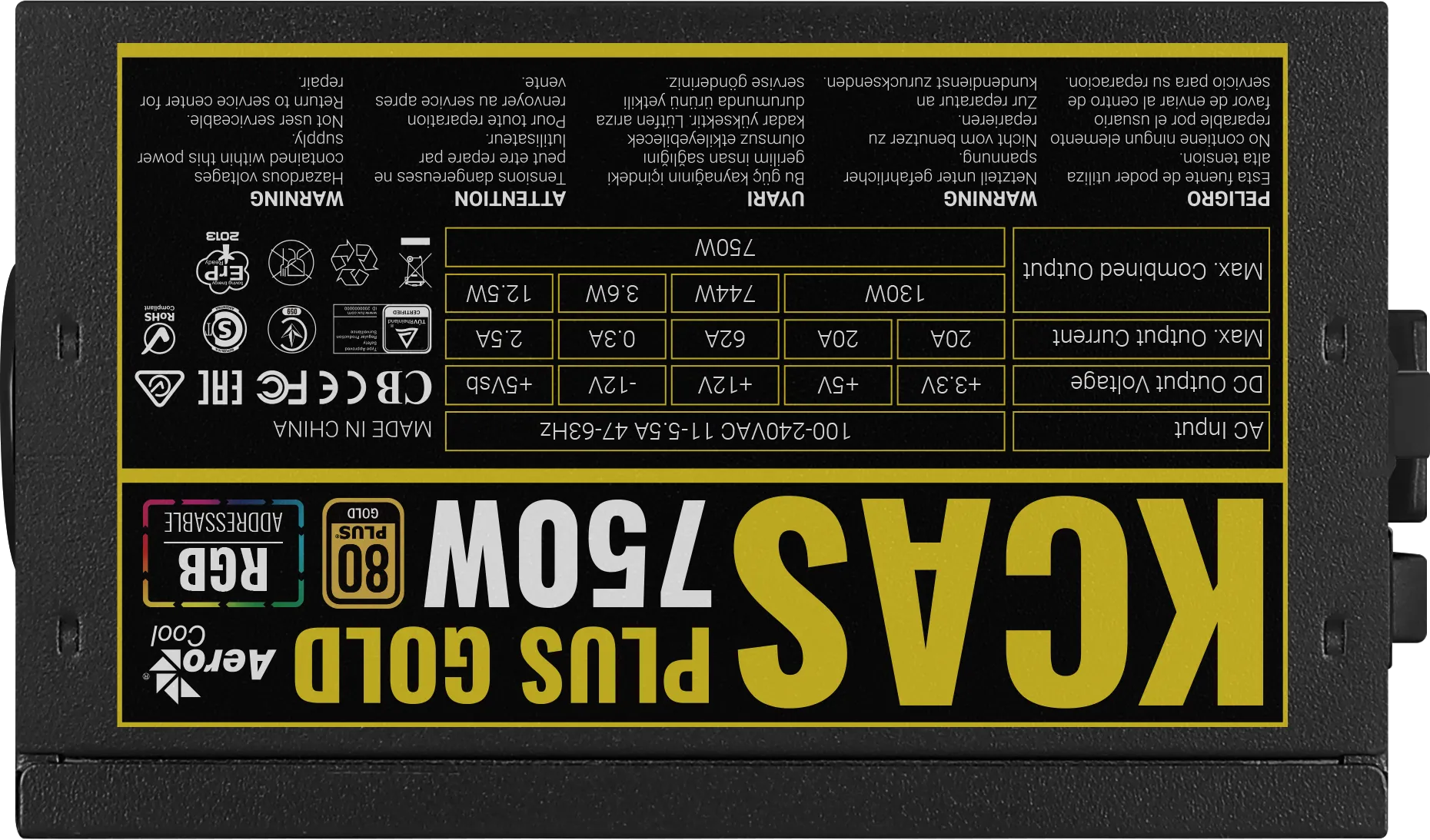 Image 5 for Aerocool KCAS PLUS 750W Gold RGB PSU