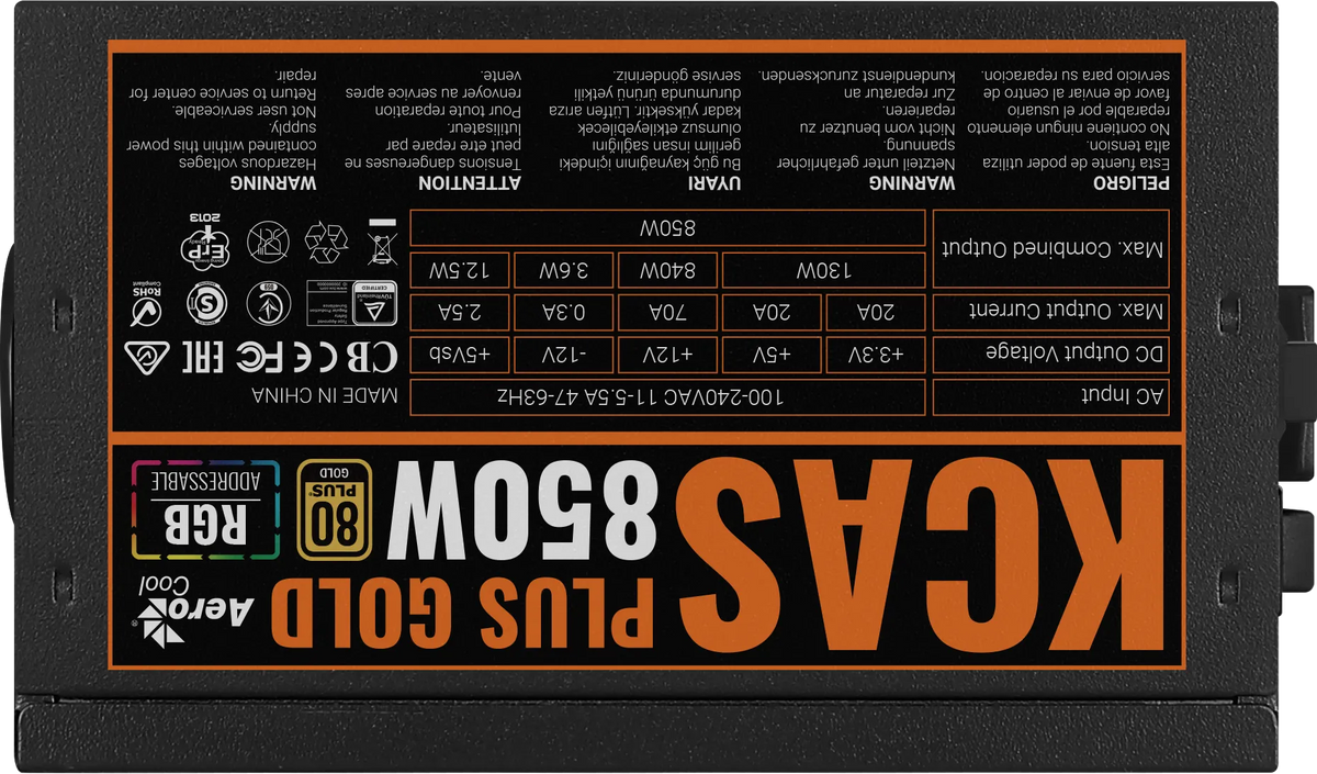 Image 5 for Aerocool KCAS PLUS 850W Gold RGB PSU