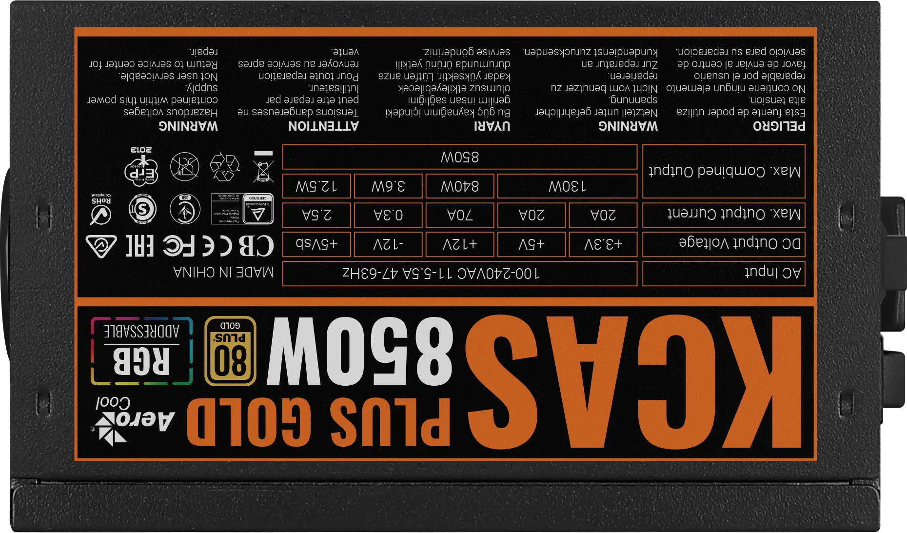Image 5 for Aerocool KCAS PLUS 850W Gold RGB PSU