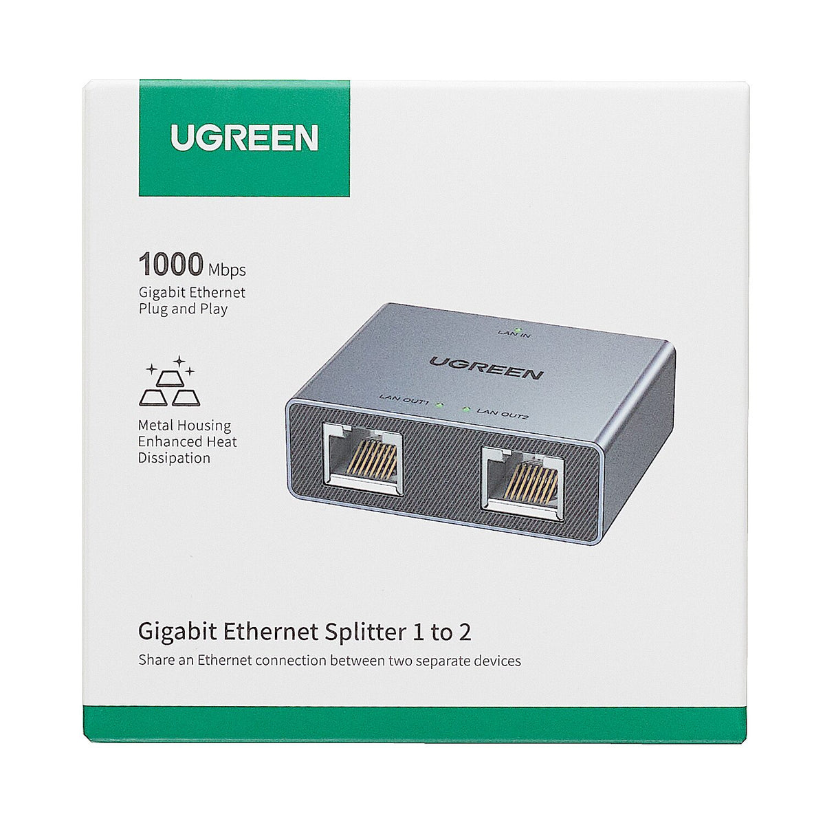 Image 5 for UGREEN 1-to-2 Gigabit Ethernet Splitter, 1000Mbps LAN Network Adapter