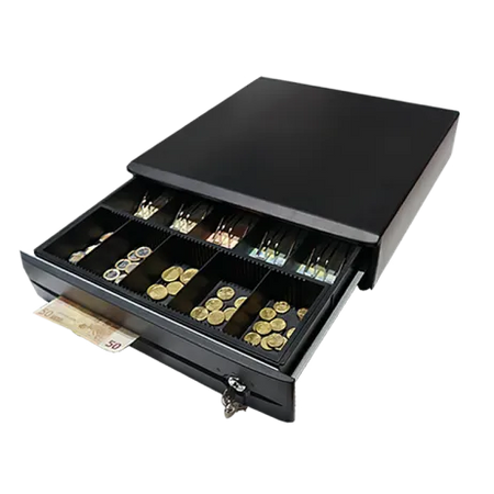 Image 1 for PinnPOS CR-2022-M Cash Drawer - 5 Note, 8 Coin Slots, 3-Position Lock, RJ11 Connector, 405x400x100mm