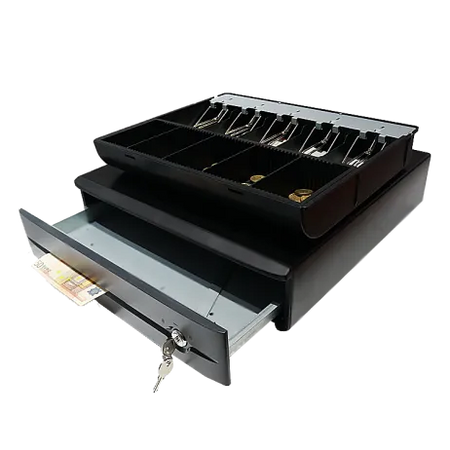 Image 2 for PinnPOS CR-2022-M Cash Drawer - 5 Note, 8 Coin Slots, 3-Position Lock, RJ11 Connector, 405x400x100mm
