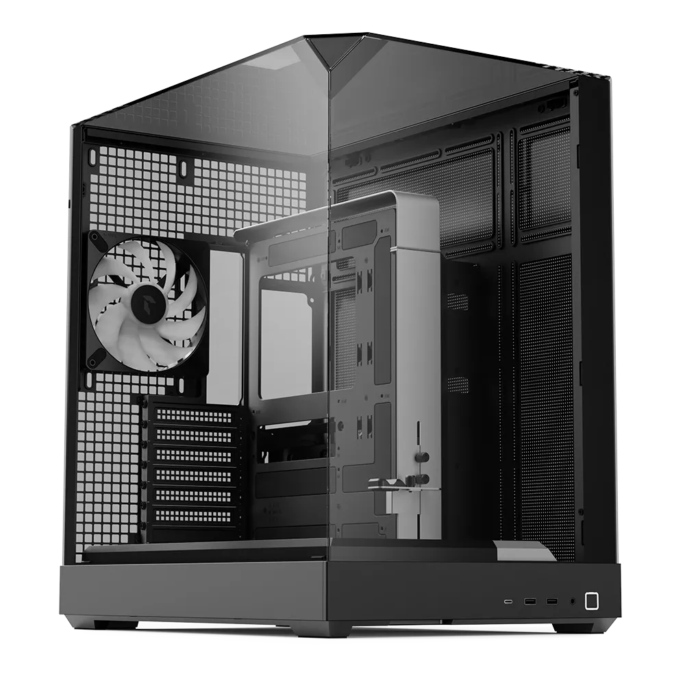 Image 3 for Aerocool APNX V2 Vision Black Mid-Tower Case - 3 Tempered Glass Panels, 4x ARGB Fans, 360mm Radiator Support