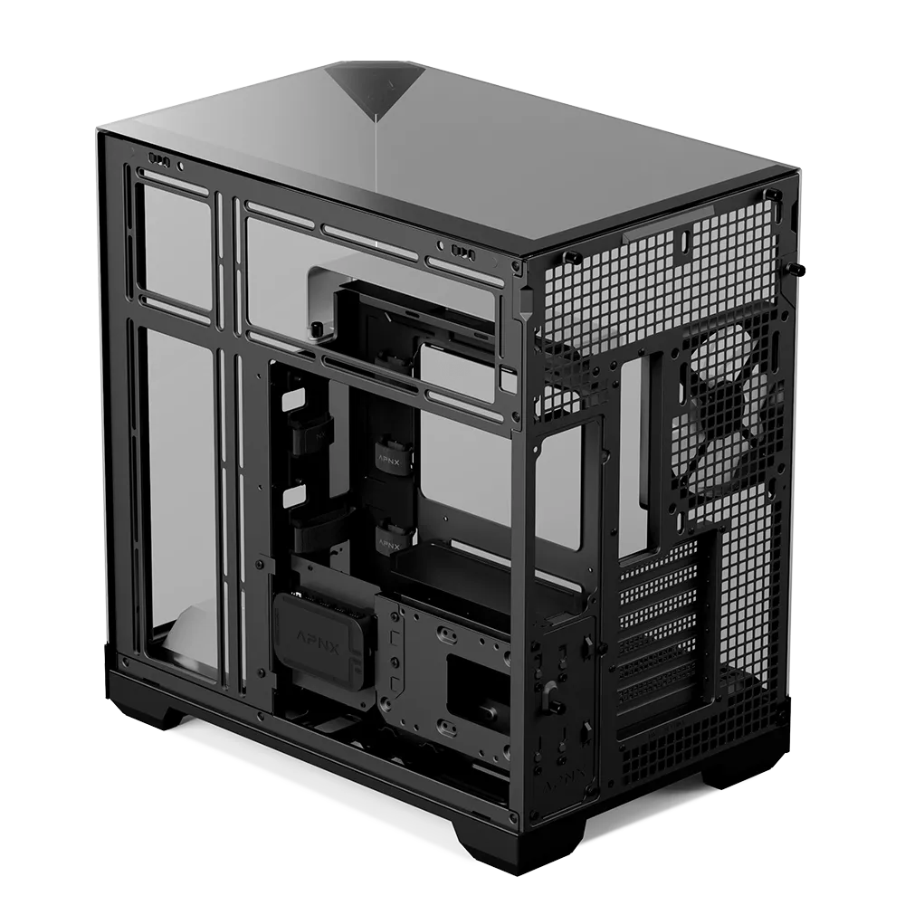 Image 4 for Aerocool APNX V2 Vision Black Mid-Tower Case - 3 Tempered Glass Panels, 4x ARGB Fans, 360mm Radiator Support