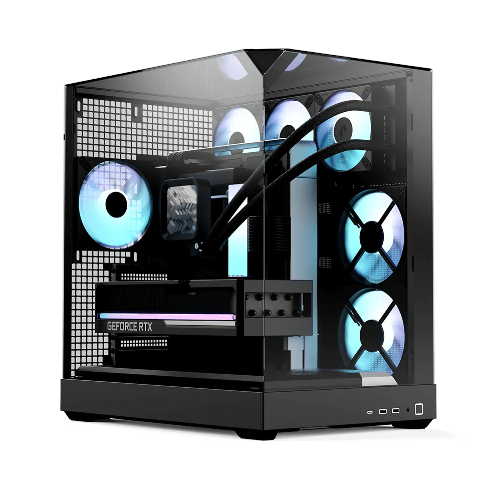 Image 6 for Aerocool APNX V2 Vision Black Mid-Tower Case - 3 Tempered Glass Panels, 4x ARGB Fans, 360mm Radiator Support