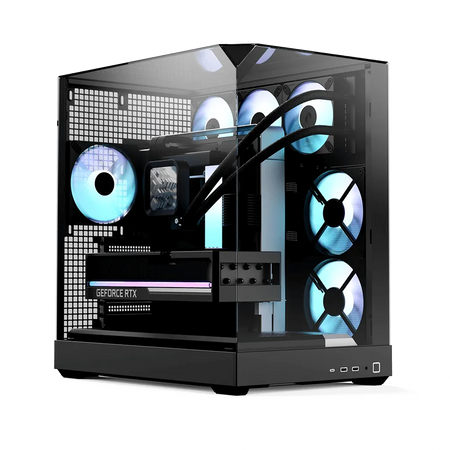 Image 6 for Aerocool APNX V2 Vision Black Mid-Tower Case - 3 Tempered Glass Panels, 4x ARGB Fans, 360mm Radiator Support