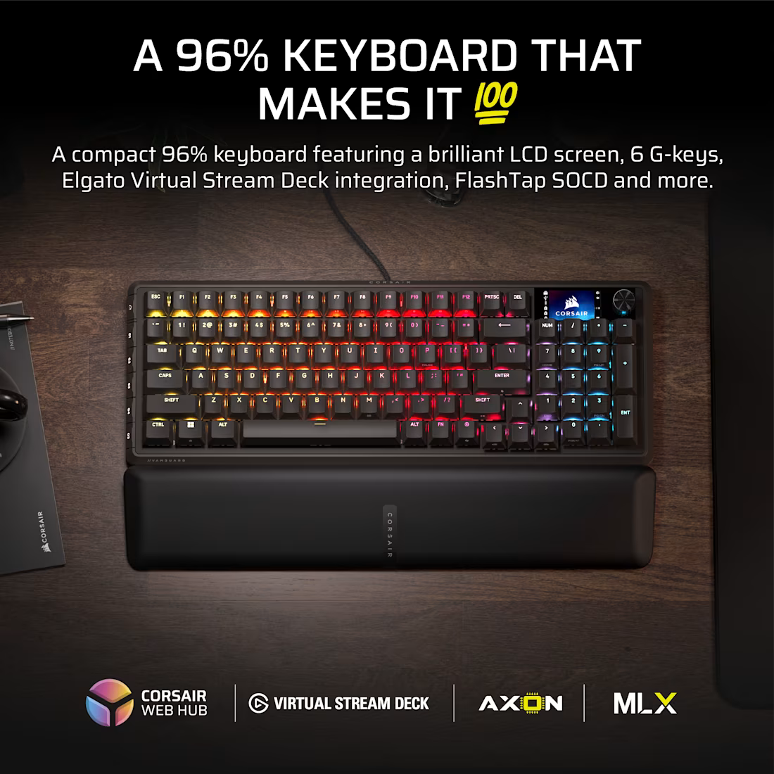 Image 2 for Corsair VANGUARD 96% Gaming Keyboard with MLX Fusion Tactile Switches - Black