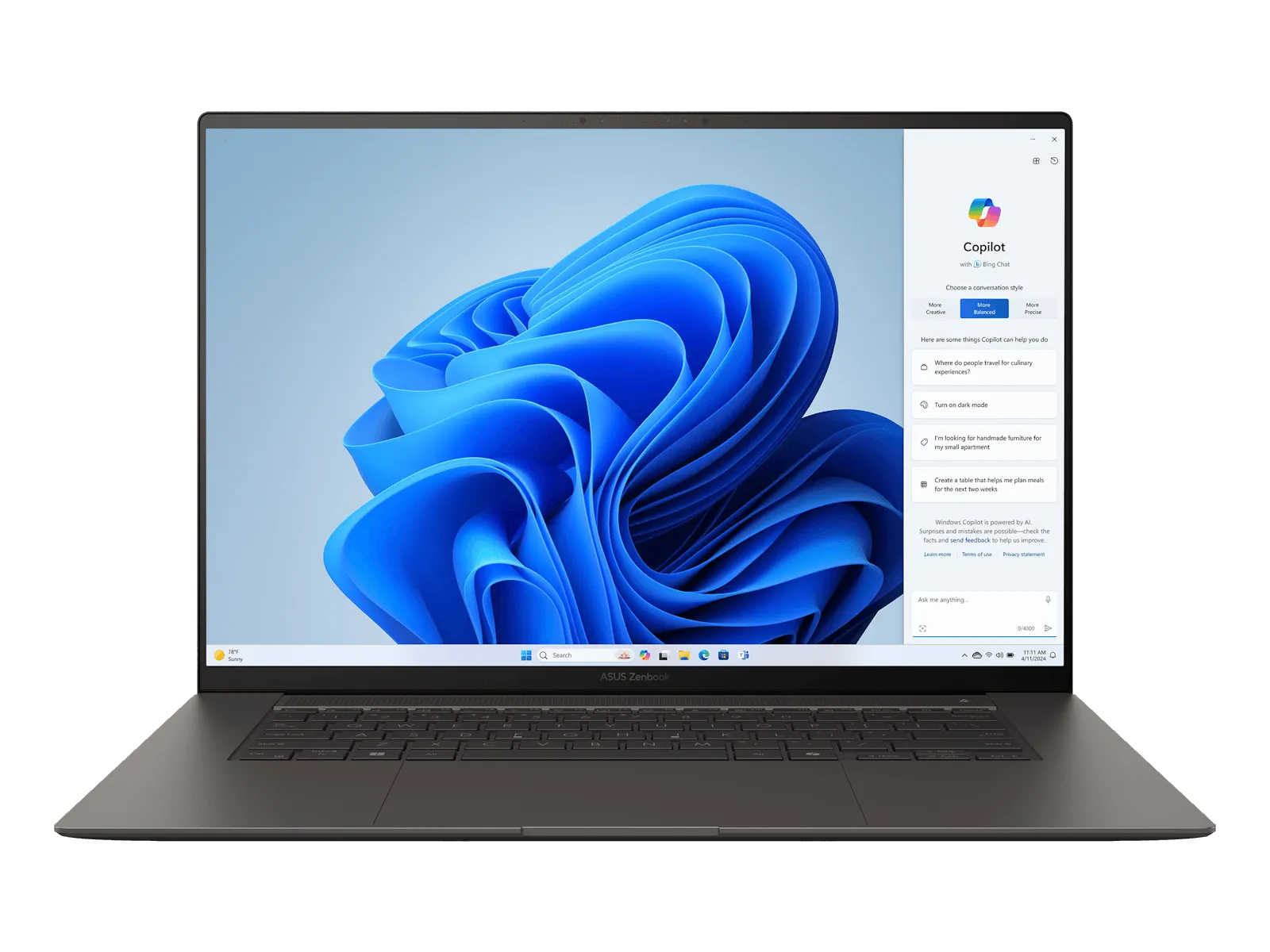 Image 2 for ASUS Zenbook S 16 UM5606WA-O93220G0X - 16" WQXGA+ OLED Touchscreen, AMD Ryzen AI 9 HX 370, 32GB LPDDR5X, 2TB SSD, Windows 11 Pro, Zumaia Grey